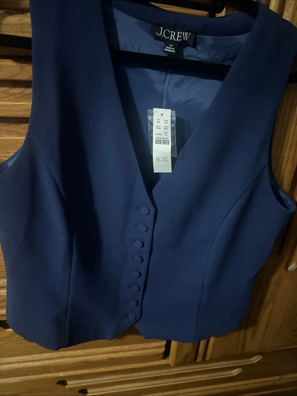 J. crew women’s tailored royal blue vest. Button v-neck lined suit vest.Size 12
